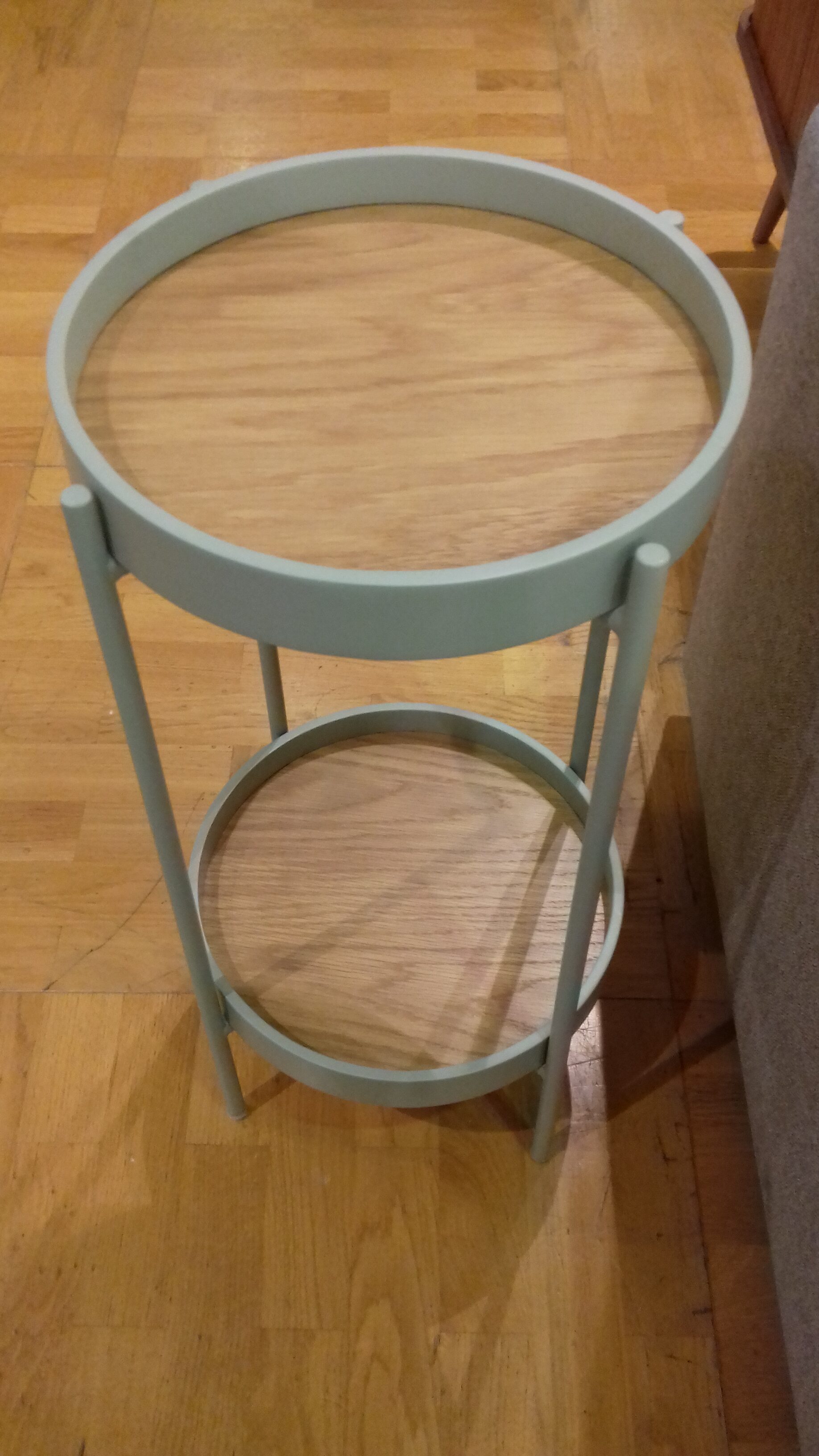 a little green and wood side table