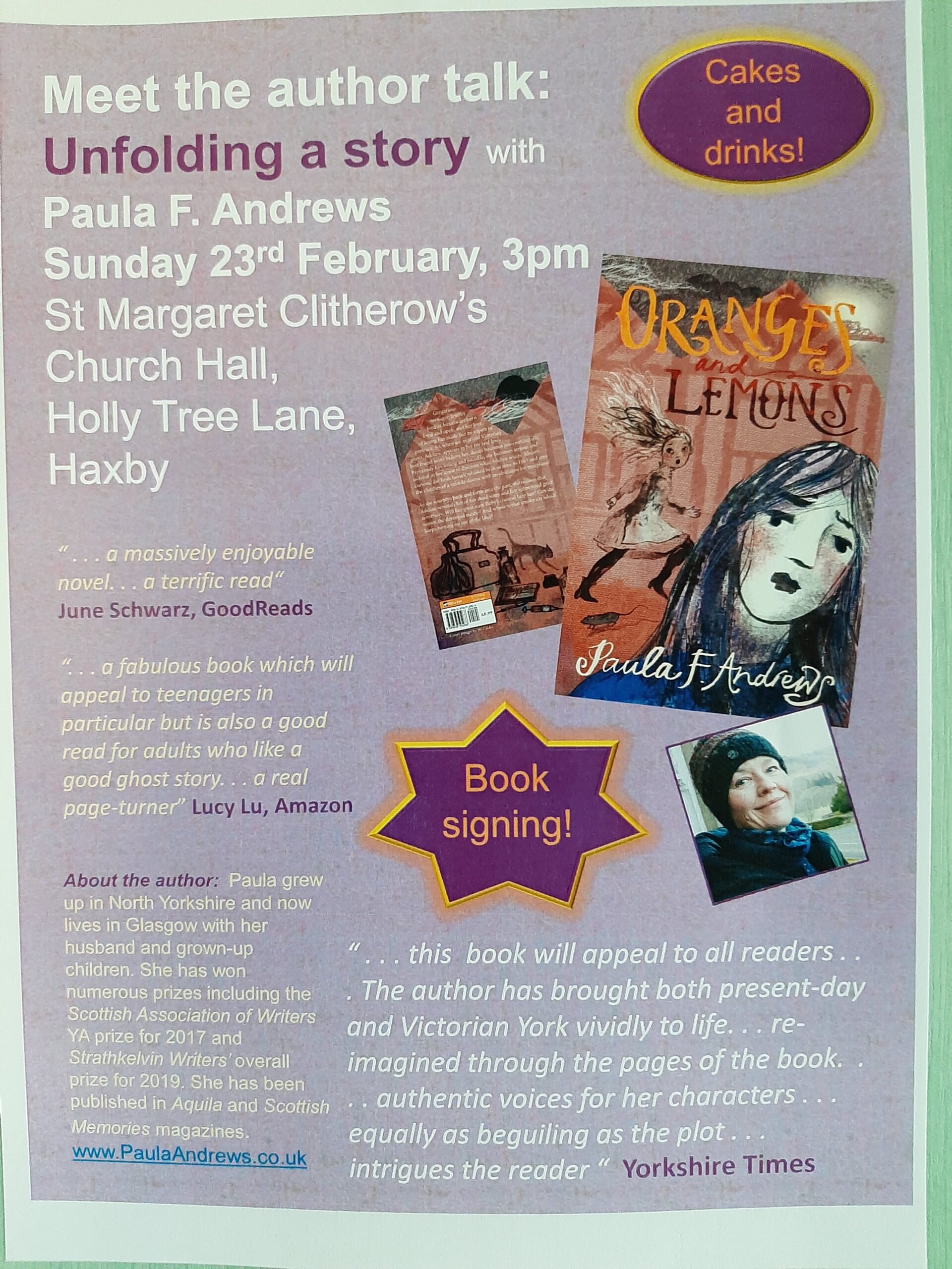 Talk and book signing poster for St Margaret Clitherow, Haxby, York 23 Feb 2020Haxby