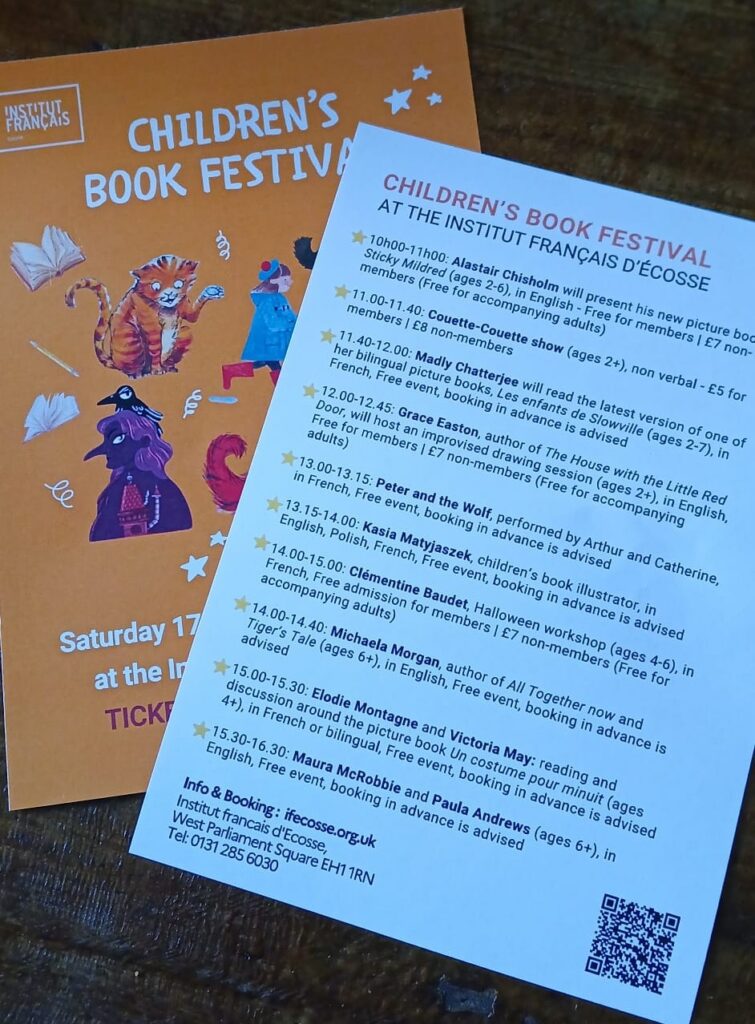 Advertising leaflet for the Children's Book Festival at the Institut français d'Ecosse